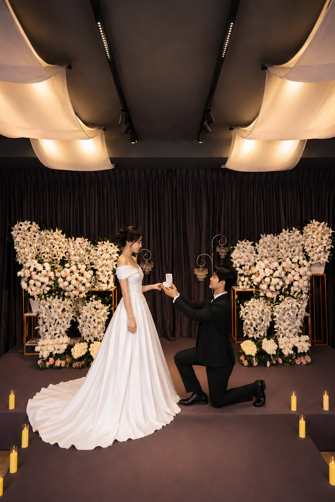 Wedding stage with ring backdrop